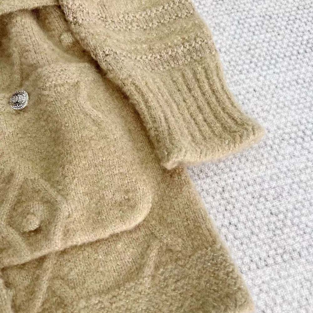 Chanel Women CC Waist Tied Long Sleeved Knitted Sweater