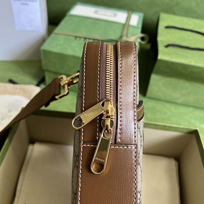 Gucci Unisex Sling Backpack Interlocking G Beige Ebony GG Supreme Canvas