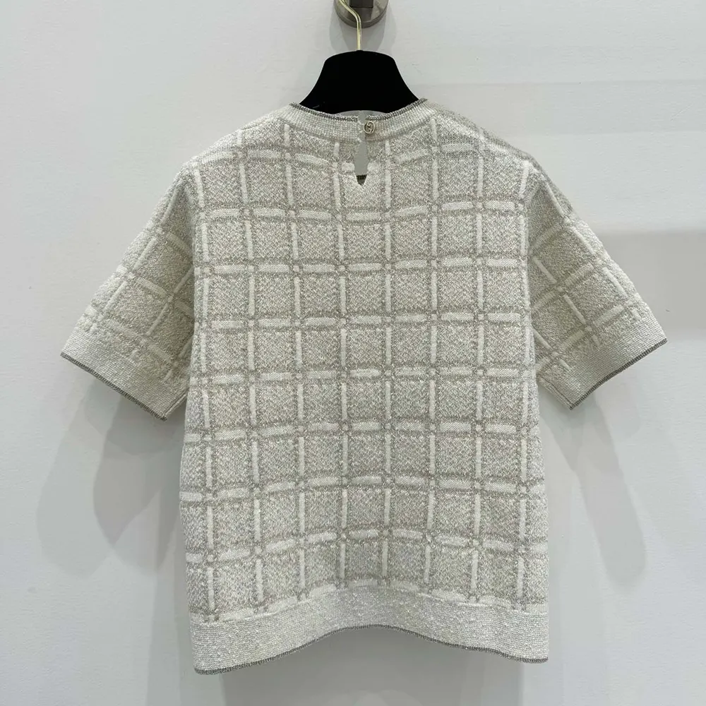 Gucci Women Wool and Lame Check Jacquard Top 811552XKEDI9237