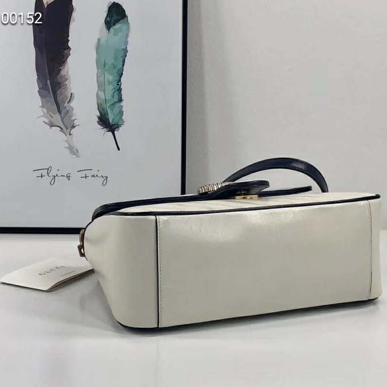 Gucci GG Women GG Marmont Mini Top Handle Bag-White