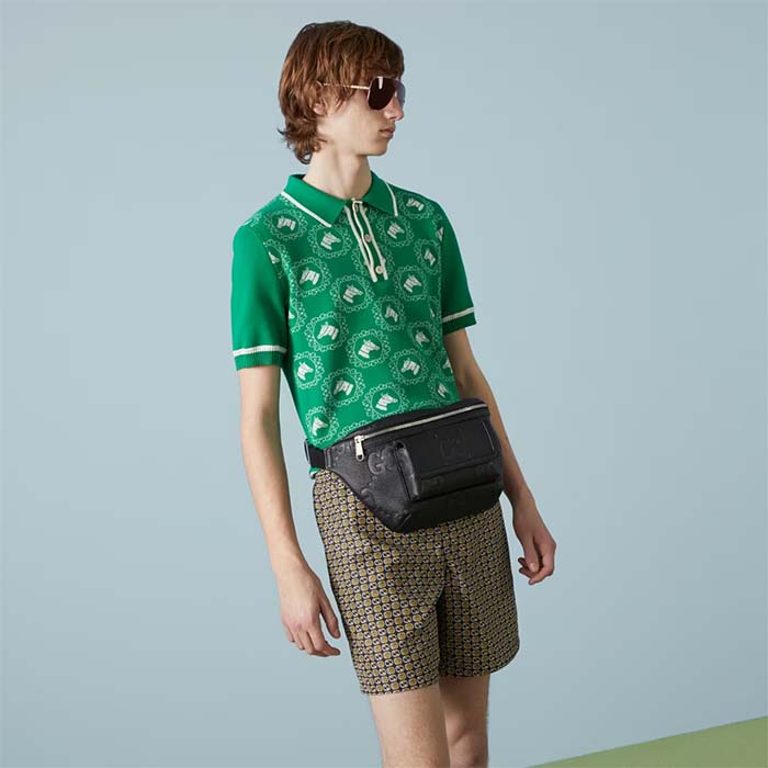 Gucci Unisex Jumbo GG Belt Bag Black Leather Zip Closure