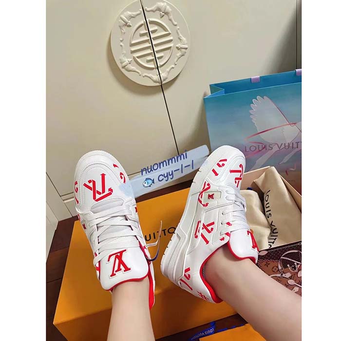 Louis Vuitton Unisex LV Trainer Sneaker Red Mix Sustainable Materials Recycled Polyester