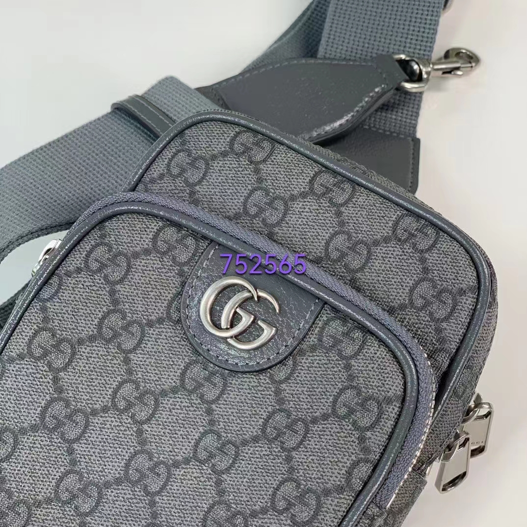 Gucci Unisex Ophidia GG Mini Bag Grey Black GG Supreme Canvas Double G