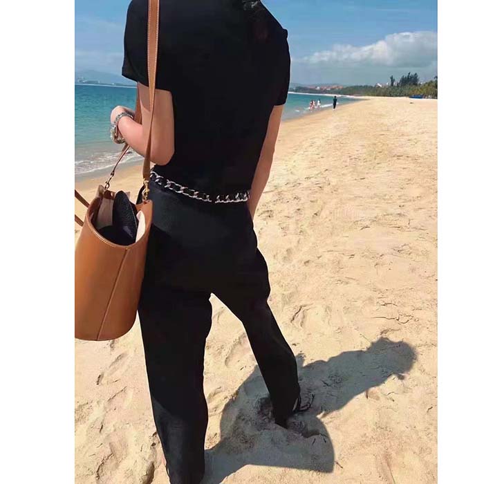 Chanel Women CC Chain Belt Calfskin Leather Silver-Tone Metal Strass Black