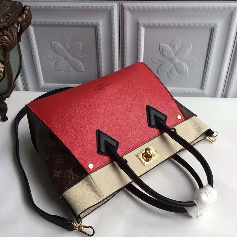 Louis Vuitton LV Women On My Side Bag in Small-Grained Calf Leather-Red