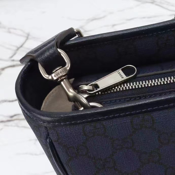 Gucci GG Unisex Ophidia Medium Tote Bag Blue Black GG Supreme Tender Canvas