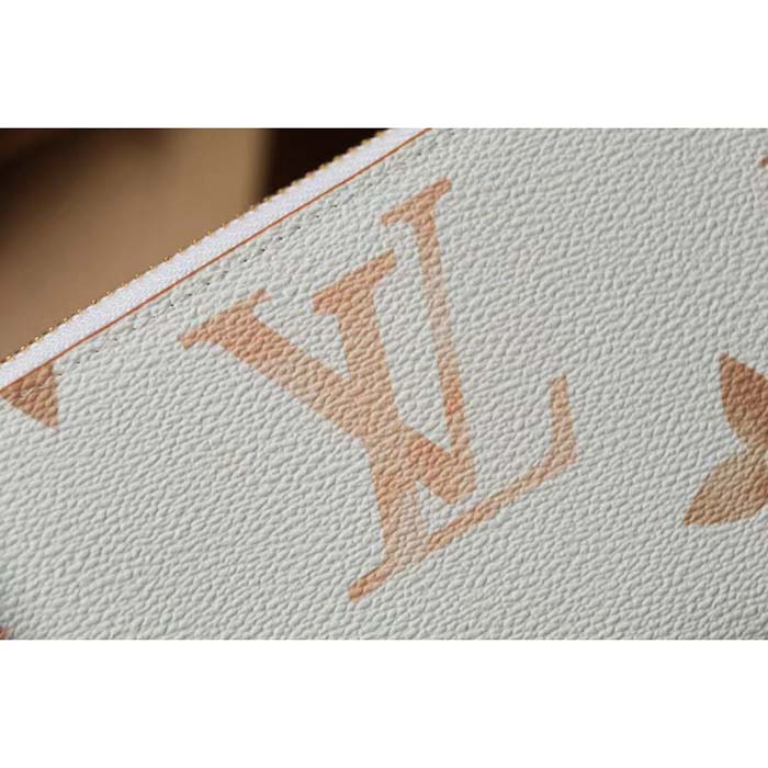 Louis Vuitton LV Unisex Zippy Wallet Beige Monogram Coated Canvas Zip Closure