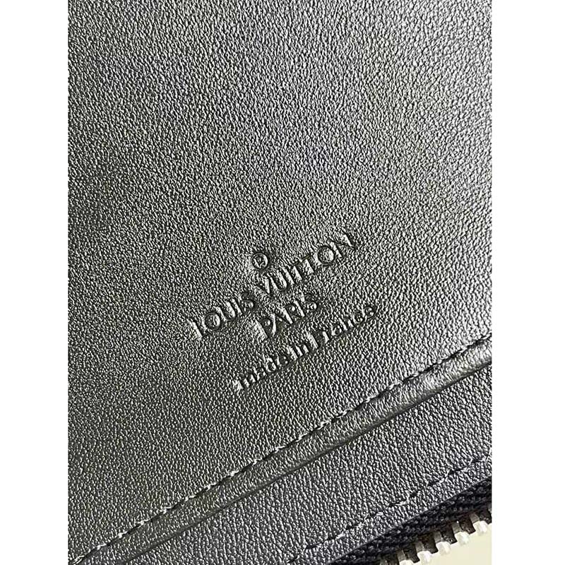 Louis Vuitton LV Unisex Zippy Wallet Vertical Taiga Black Cowhide Leather