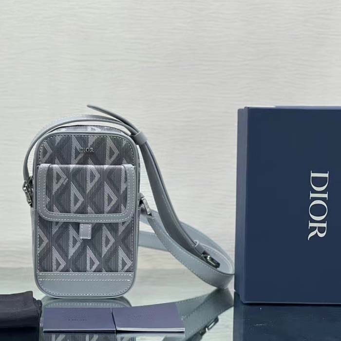Dior Unisex Hit The Road Vertical Pouch Dior Gray CD Diamond Canvas