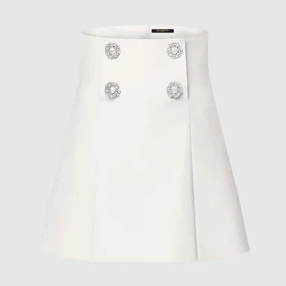 Louis Vuitton Women Jewel Button Mikado Skirt-White 1AGAX7