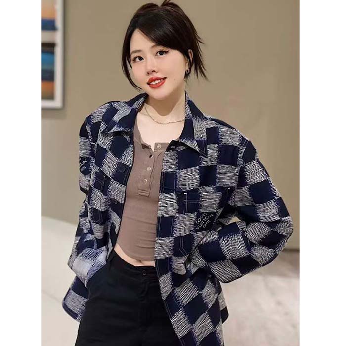 Louis Vuitton LV Women Damier Wool Overshirt Regular Fit 1AFAUN