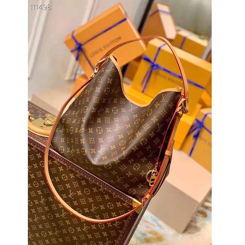 Louis Vuitton LV Women Graceful MM Hobo Classic Beige Monogram Coated Canvas