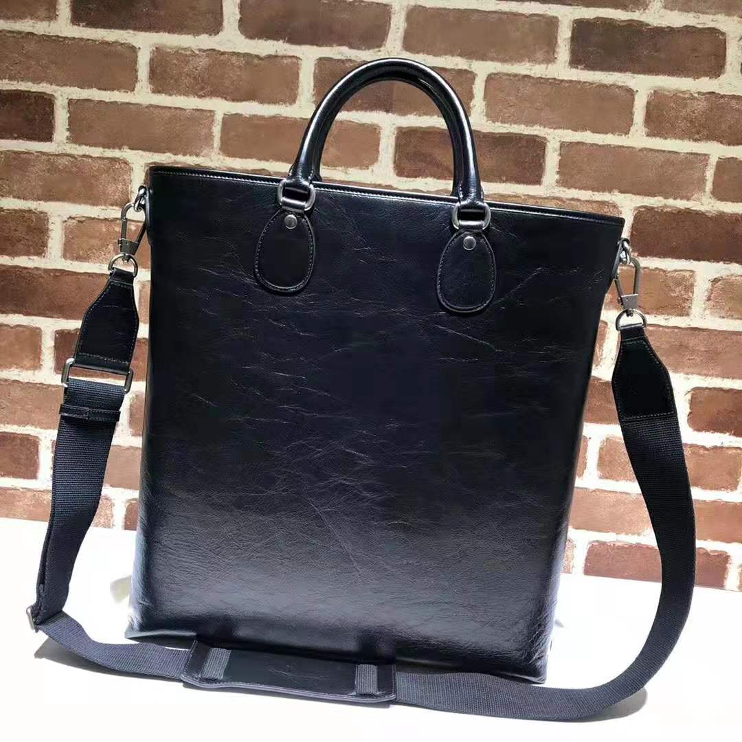 Gucci GG Men Soft Leather Tote in Black Soft Leather
