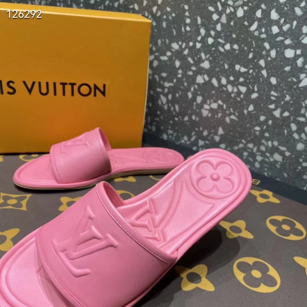 Louis Vuitton LV Women Magnetic Flat Mule Fuchsia Pink Lambskin Leather Outsole
