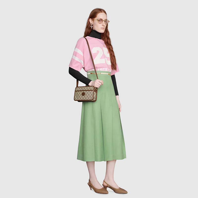 Gucci Unisex GG Mini Bag Interlocking G Beige Ebony GG Supreme Canvas