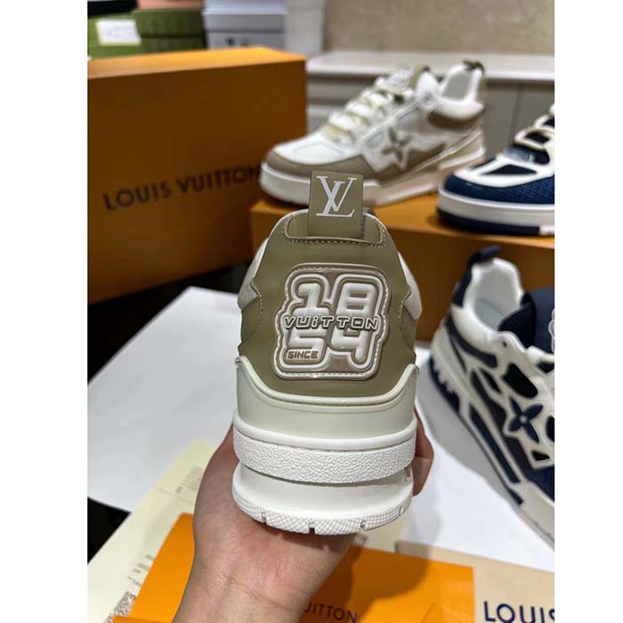 Louis Vuitton LV Unisex Skate Sneaker Beige Mix Materials Double Laces Rubber