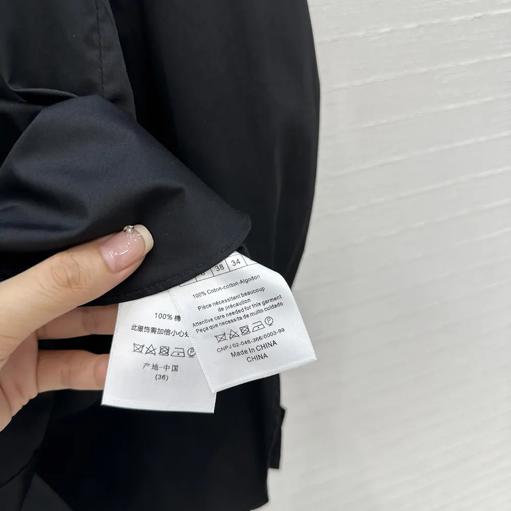 Dior Women Blouse with Removable Ruched Collar Black Cotton Poplin