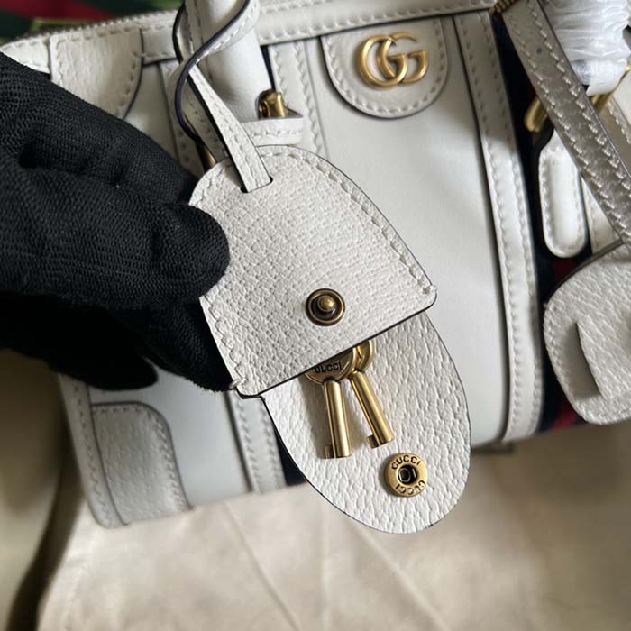 Gucci Unisex GG Mini Top Handle Bag Double G White Smooth Leather