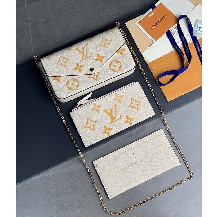 Louis Vuitton LV Women Félicie Pochette Pink Monogram Empreinte Embossed Supple Grained Cowhide