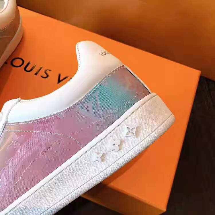 Louis Vuitton LV Unisex LV Luxembourg Sneaker in Iridescent Monogram Textile and Calf Leather-Rose