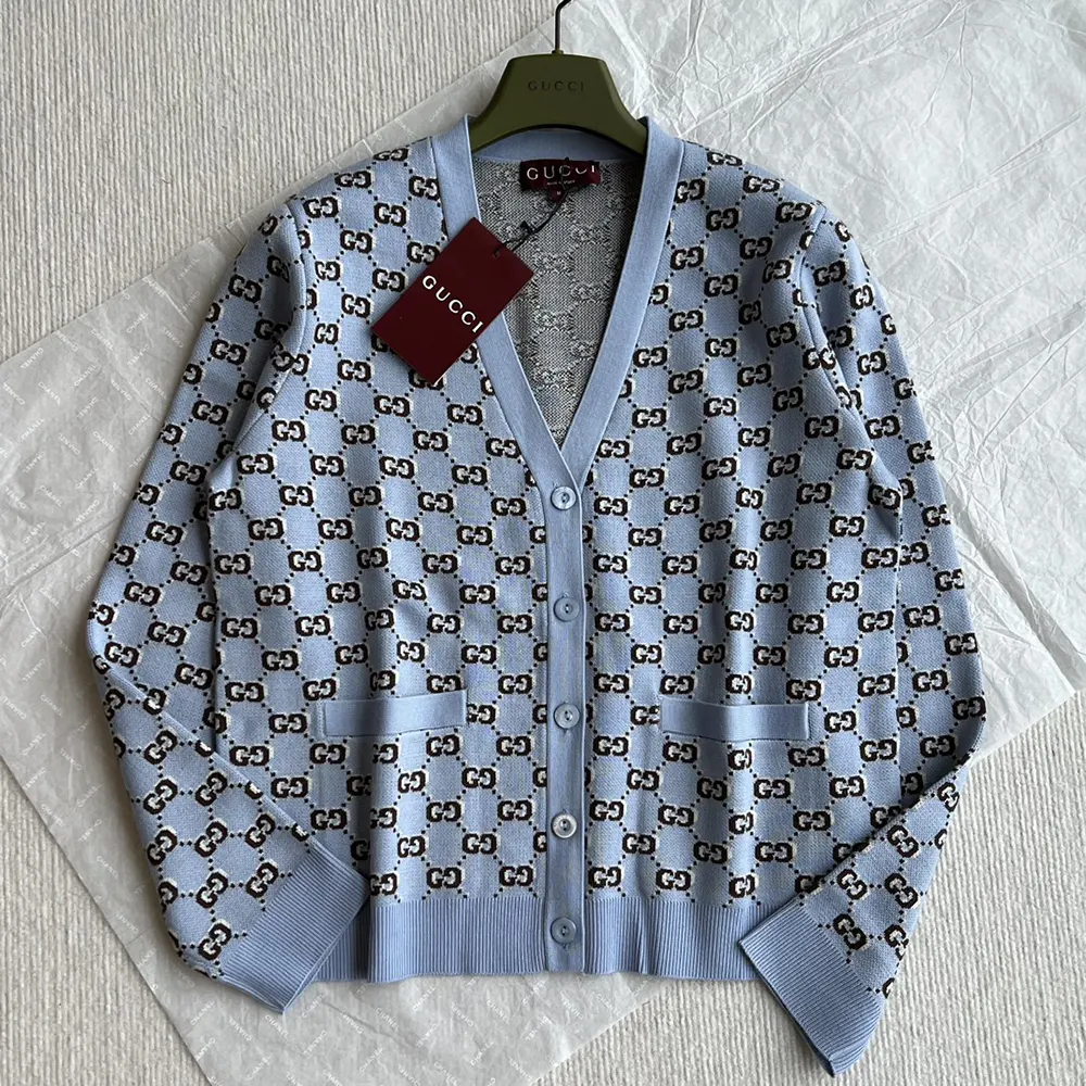 Gucci Women Wool Jacquard Cardigan with GG Shadow 798137XKD8R4544