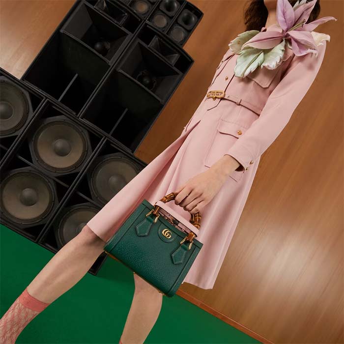 Gucci GG Women Gucci Diana Mini Tote Bag Green Leather Double G