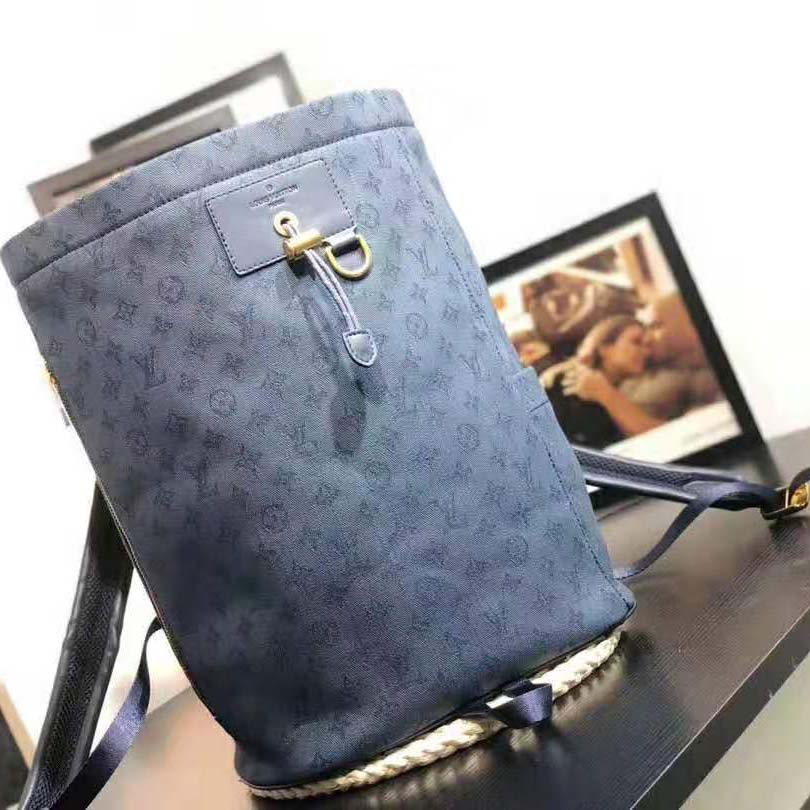 Louis Vuitton LV Men Chalk Backpack in Monogram Denim-Blue