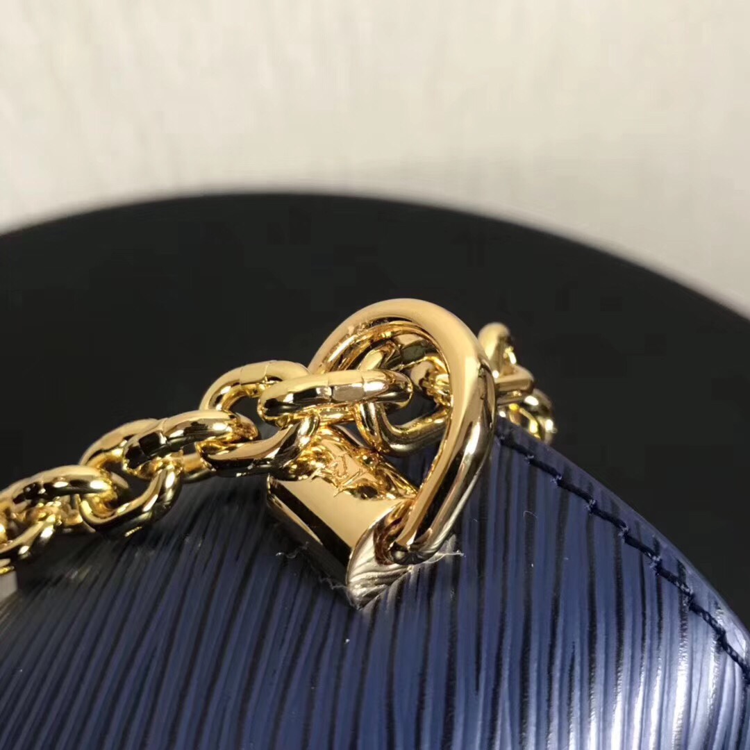 Louis Vuitton LV Women Twist MM Handbag Indigo Blue Epi Grained Cowhide Leather