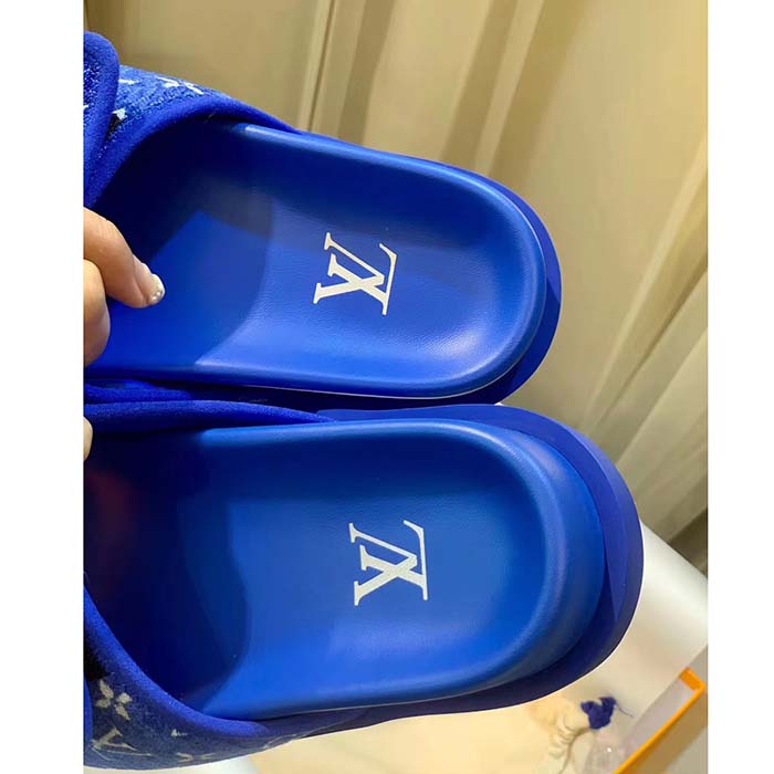 Louis Vuitton LV Unisex Miami Mule Blue Mini Monogram Textile Anatomic Micro