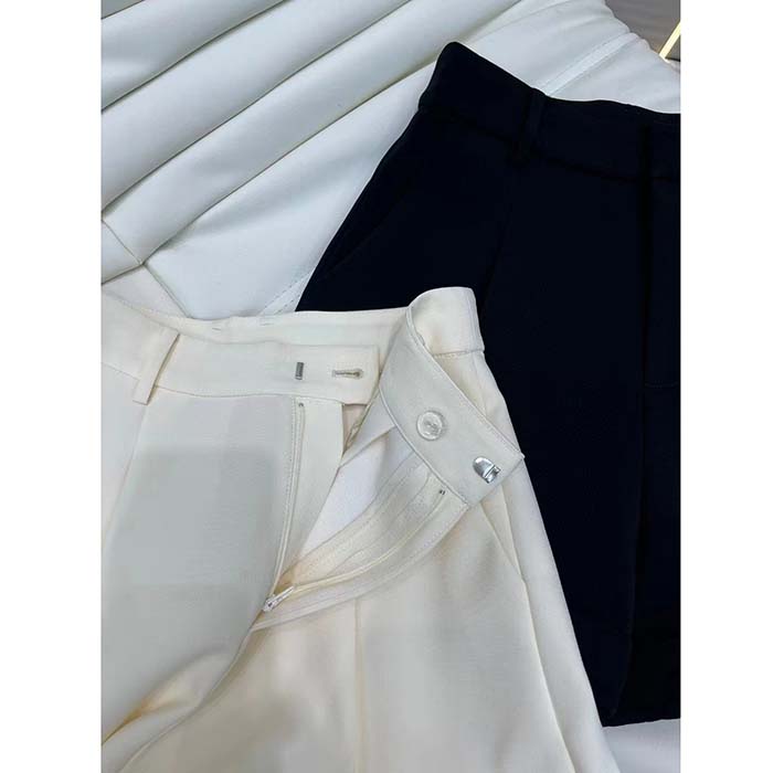 Dior Women CD Shorts Black Wool Silk Flared Cut High Waist