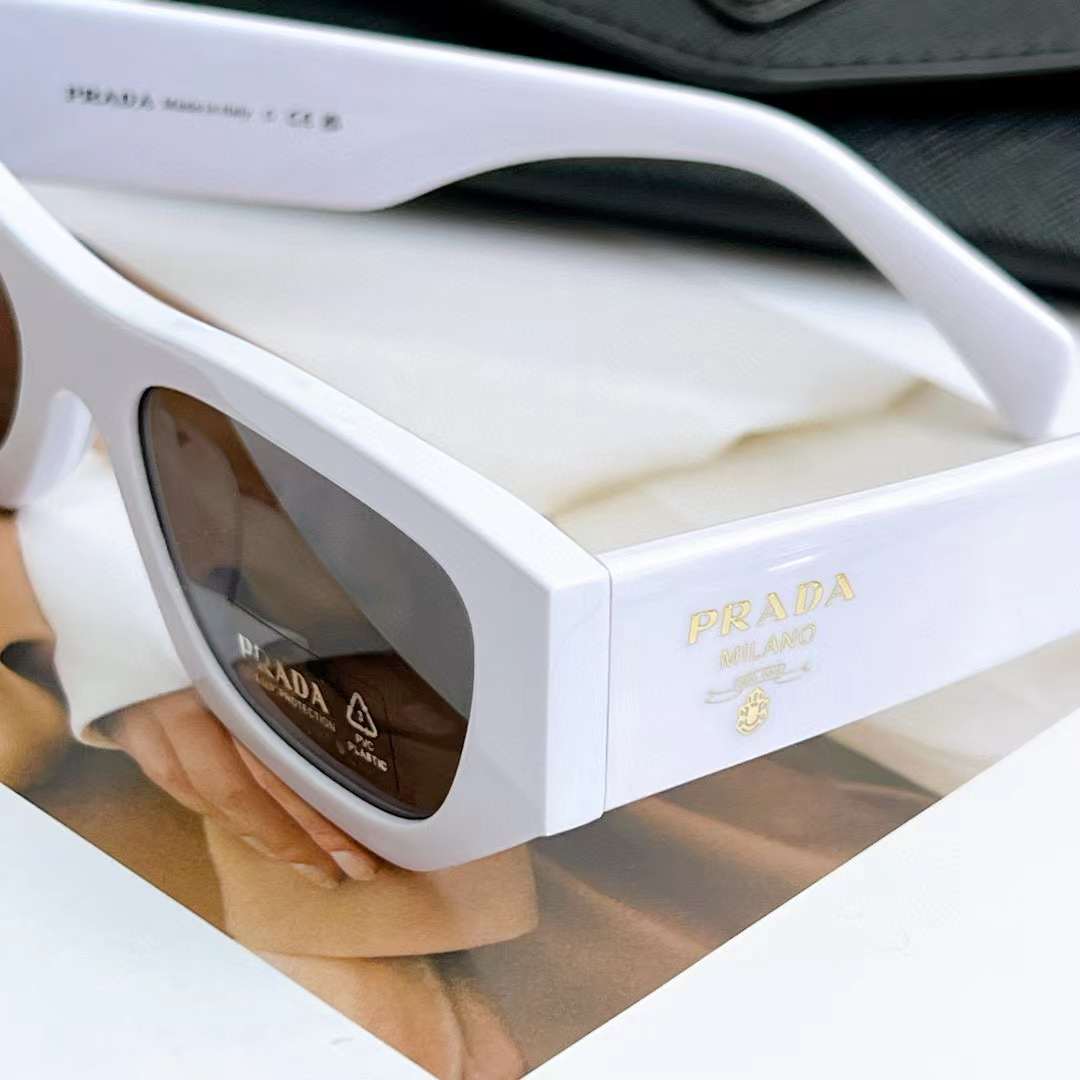 Prada Unisex Prada Symbole Sunglasses Acetate Frame Front Chalk White Standard Fit