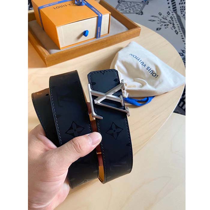 Louis Vuitton Unisex LV Pyramide 40 MM Reversible Calf Leather Monogram Illusion Strap