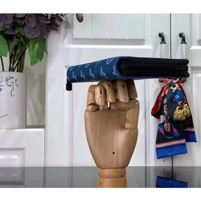 Louis Vuitton LV Unisex Zippy Vertical Wallet Atlantic Blue Monogram Coated Canvas