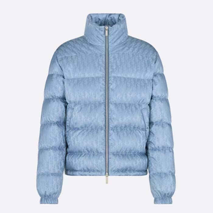Dior Women CD Dior Oblique Down Jacket Blue Technical Jacquard