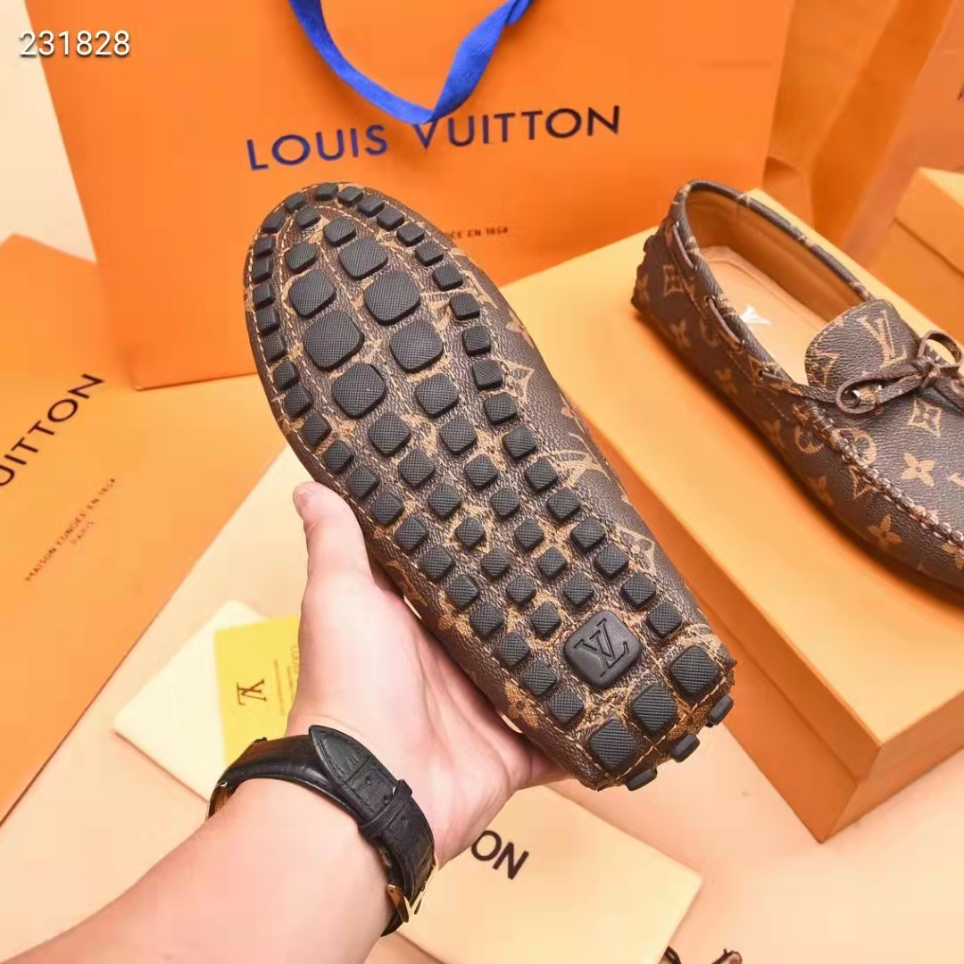 Louis Vuitton LV Men Arizona Mocassin Brown Monogram Canvas Tubular Construction