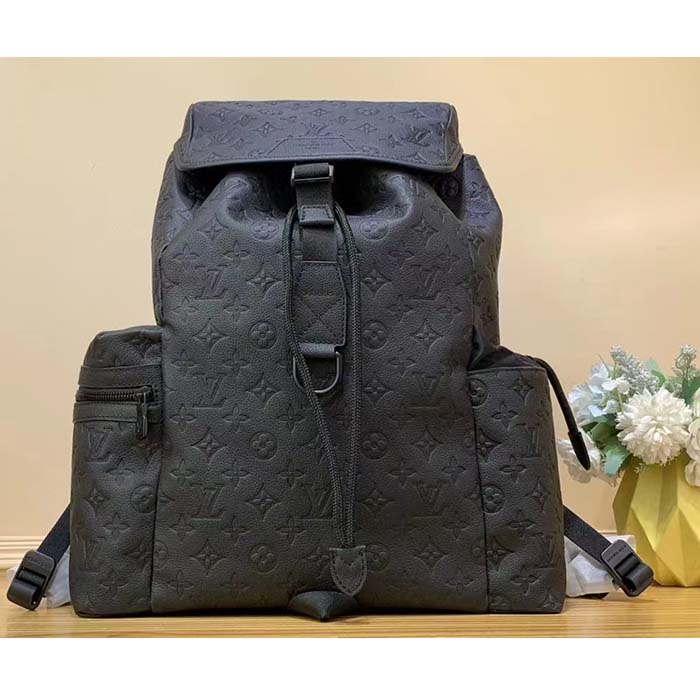 Louis Vuitton LV Unisex Trekking Backpack Monogram Shadow Calf Leather Textile Cowhide