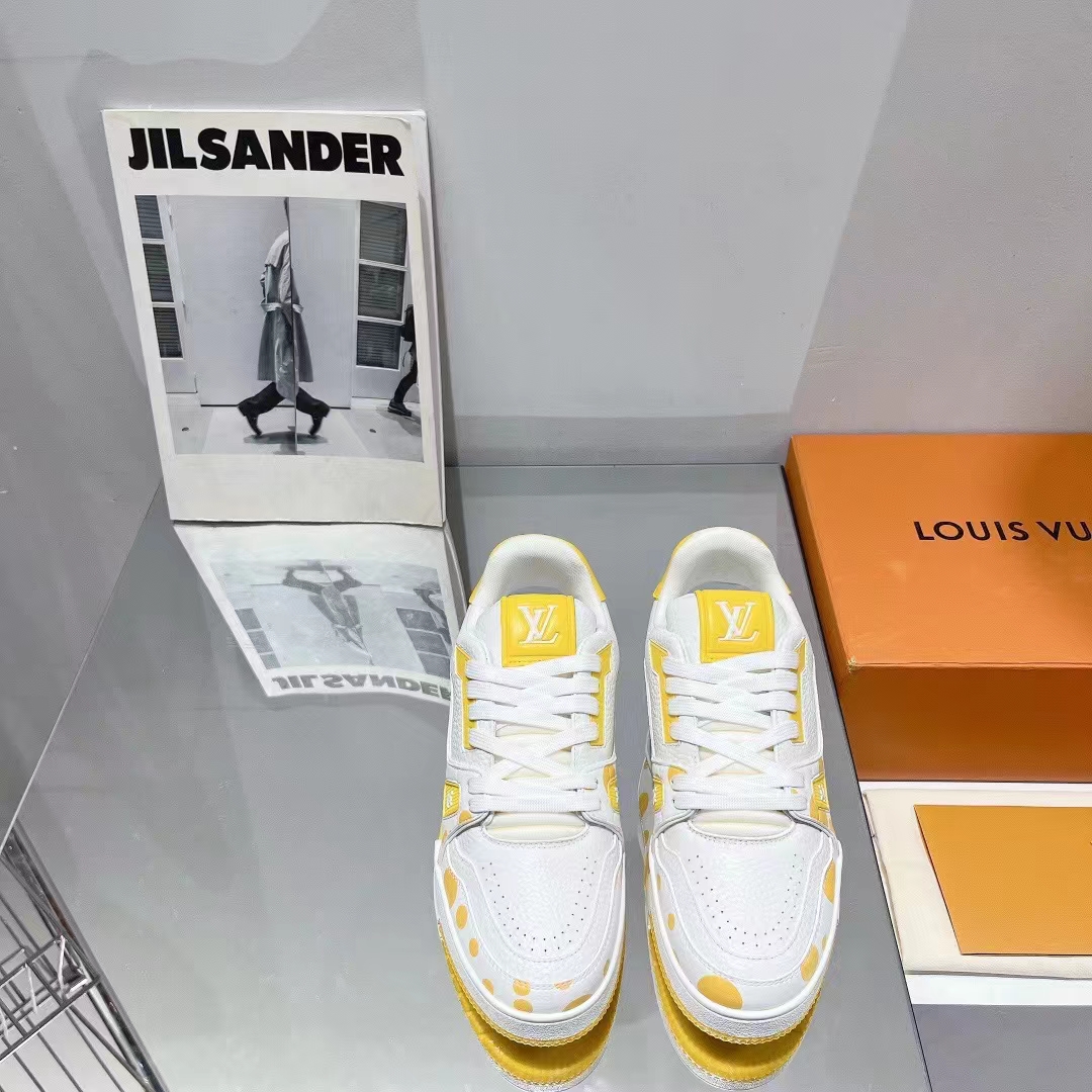 Louis Vuitton LV Unisex LV x YK LV Trainer Sneaker Yellow Calf Leather Rubber