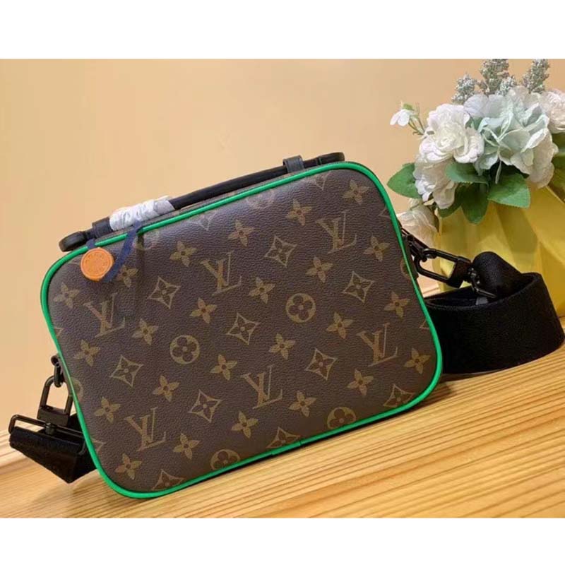 Louis Vuitton LV Unisex S Lock Messenger Brown Monogram Macassar Coated Canvas