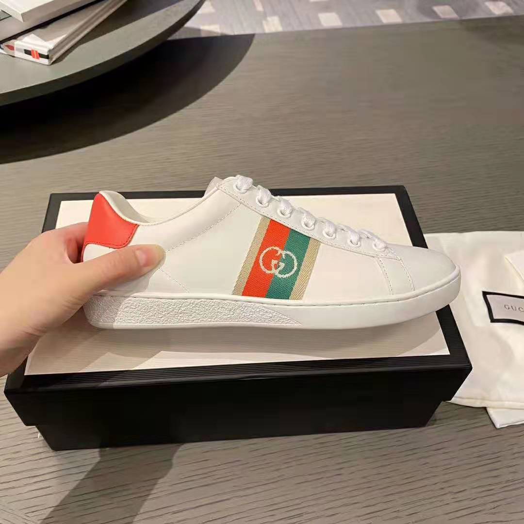 Gucci GG Unisex Ace Sneaker with Interlocking G House Web White Leather