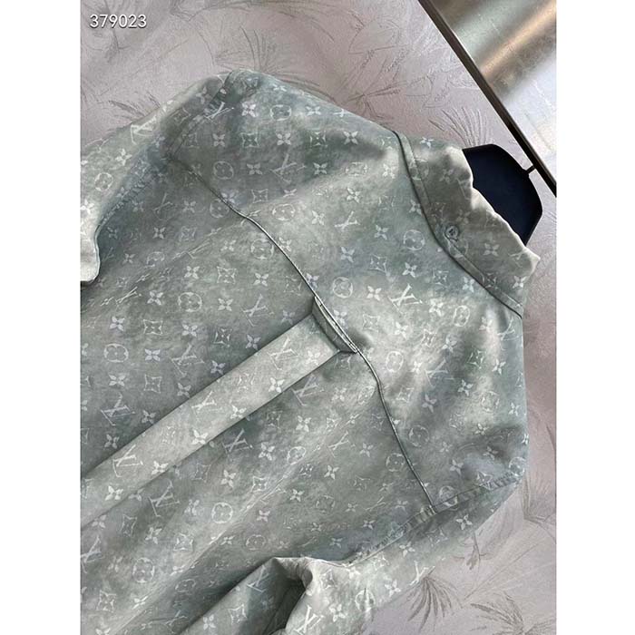 Louis Vuitton Men LV Monogram Cloud Shirt Silk Green Blue Regular Fit