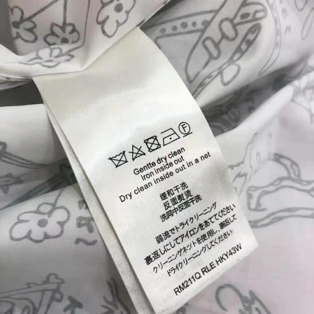 Louis Vuitton Women Placed Graphic Shirt LV Cartoons Cotton Regular Fit-White