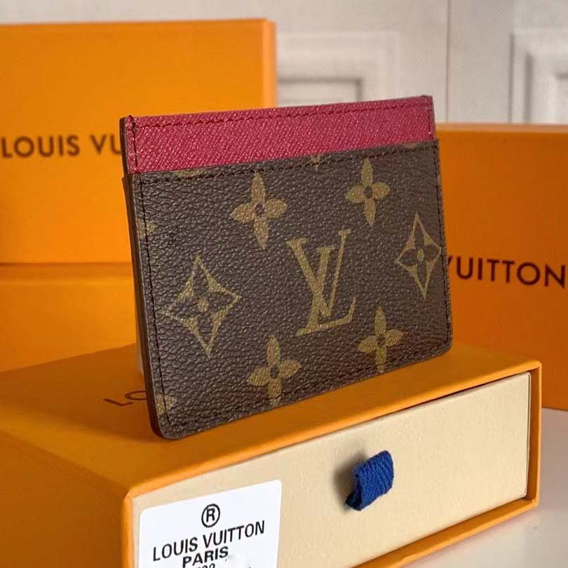 Louis Vuitton LV Unisex Card Holder Wallet Fuchsia Pink Monogram Coated Canvas