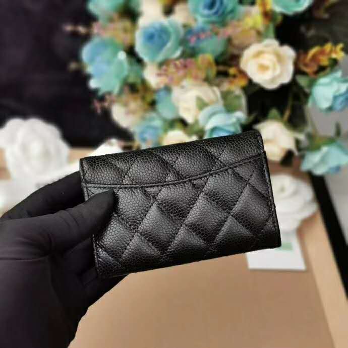 Chanel Women Classic Card Holder Grained Calfskin & Gold-Tone Metal-Black