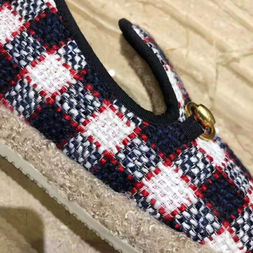 Gucci Unisex GG Check Tweed Loafer in Blue White and Red Check Tweed