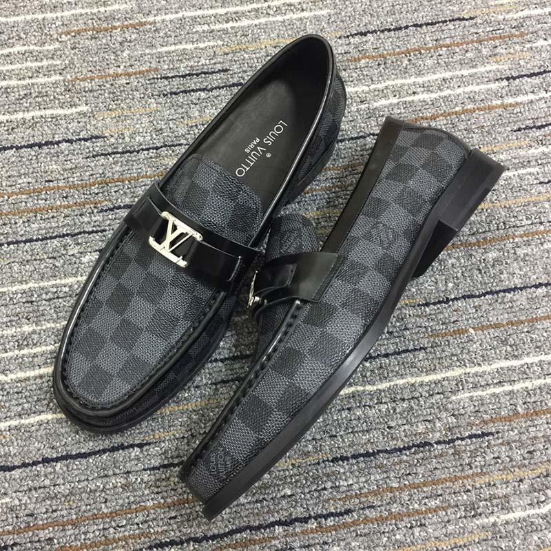 Louis Vuitton LV Men Major Loafer Damier Canvas Graphite Moccasin LV Initials