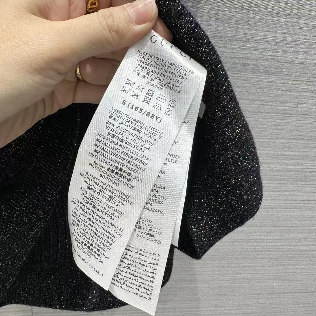 Gucci GG Women Rib Stitch Viscose Lamé Skirt Interlocking G Slip Lining Elastic Waist