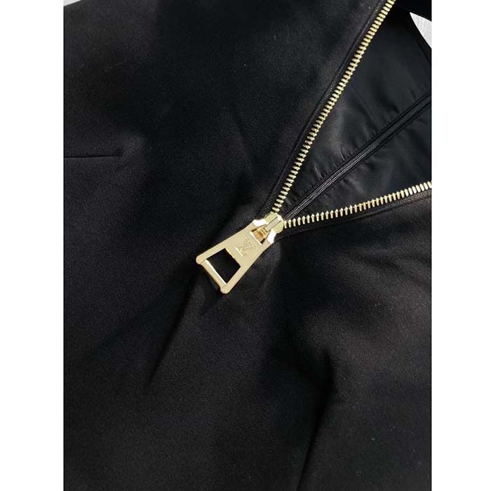 Louis Vuitton LV Women Zipper Neckline Dress Wool Silk Black 1AFGB1