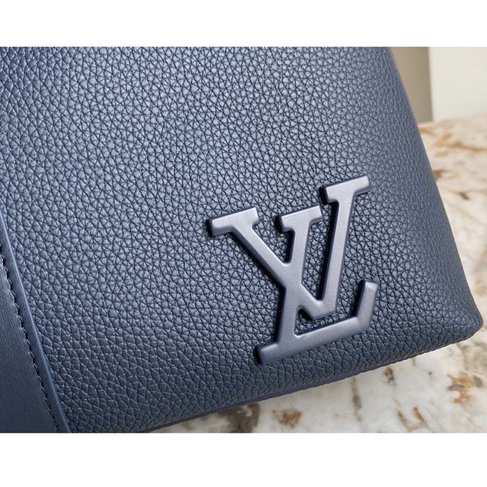 Louis Vuitton LV Unisex Takeoff Briefcase Navy Blue LV Aerogram Cowhide Leather