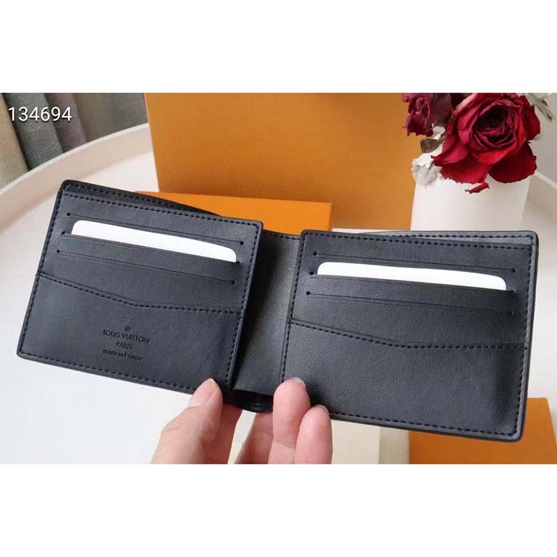 Louis Vuitton LV Unisex PF Slender Wallet Yelow Blue Taurillon Cowhide Leather