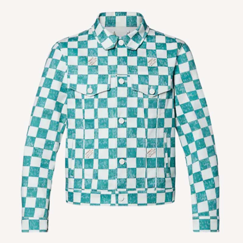 Louis Vuitton LV Women Damier Denim Trunker Jacket Ocean Cotton Regular Fit